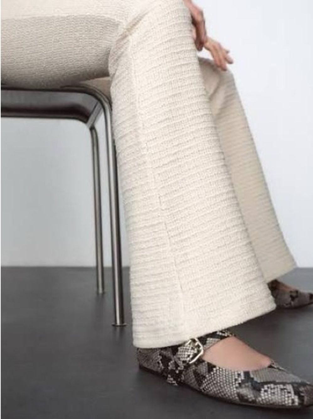 NWT Zara Snake-Print Mary Jane Flats in Black and Cream